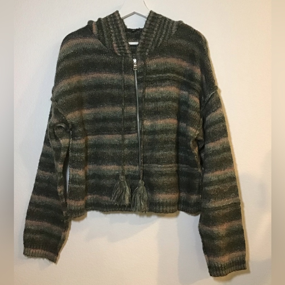 Urban Outfitters Cardigan Space Dye Striped Knitted Hoodie Size M